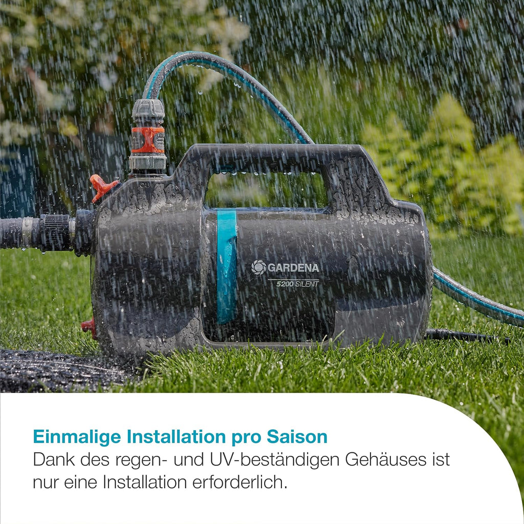 Gardena Gartenpumpe 5200 Silent Pumpen: 26% mehr Wasserdurchfluss bei gleichem Energieverbrauch im Vergleich zum Vorgänger-Modell*, Leise im Betrieb (09084-20)