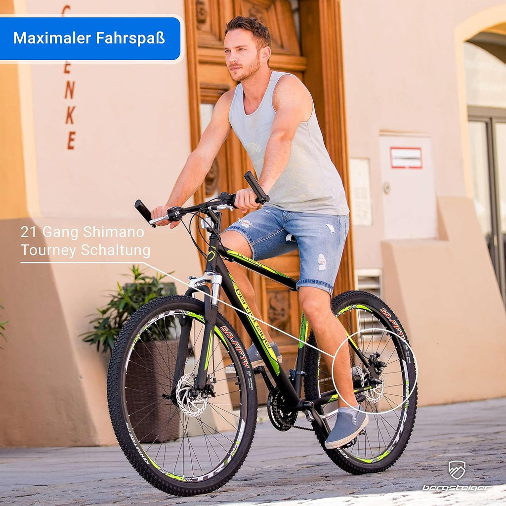 Bergsteiger Detroit 29 Zoll Mountainbike Herren Hardtail MTB 21 Gang