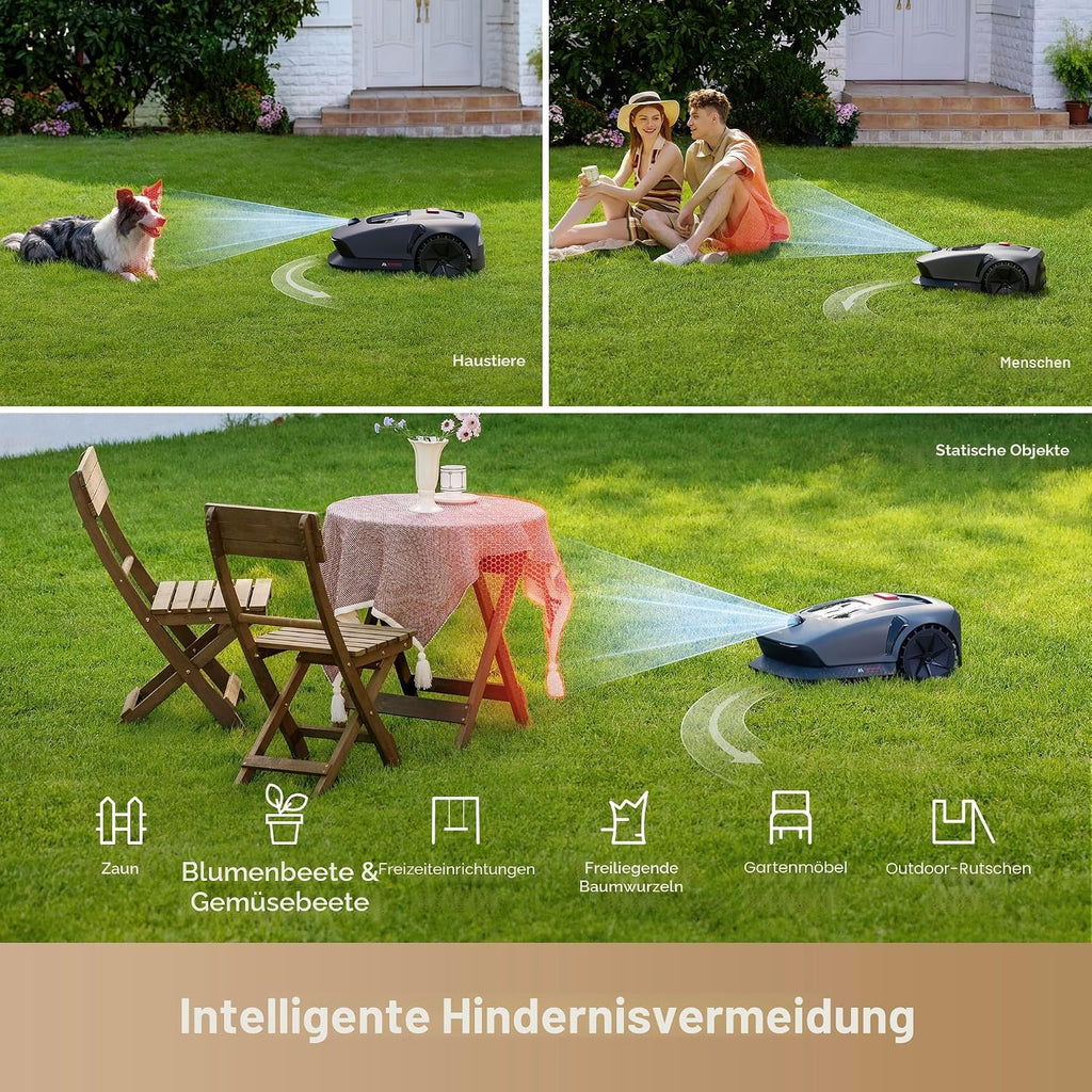 MOVA 600, Rasenmäher Roboter 360° 3D LiDAR Mähroboter ohne Begrenzungskabel & Genaue Kartierung 600 m², Smarte Hindernisvermeidung, App-Steuerung, U-förmiges Schneiden, Sicherheitswarnungen
