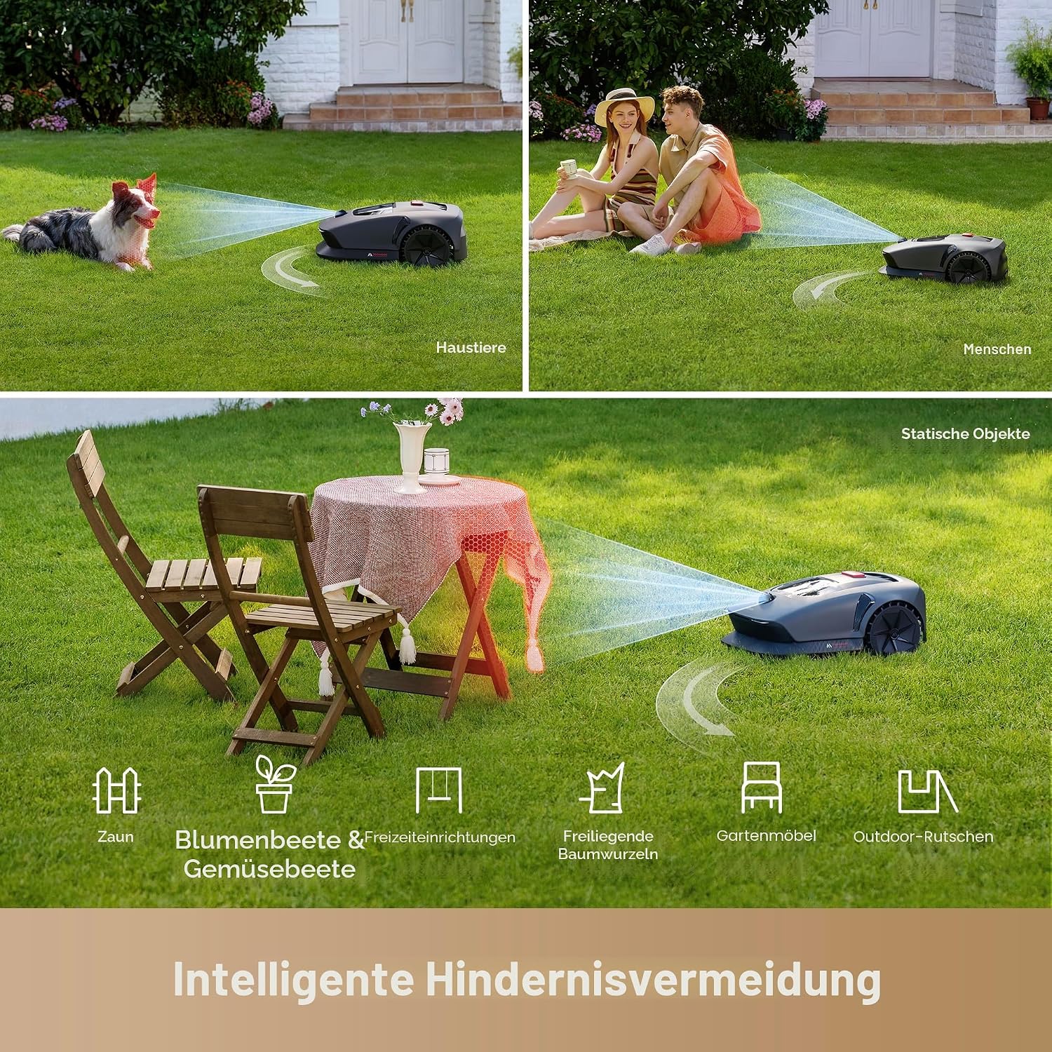 MOVA 600, Rasenmäher Roboter 360° 3D LiDAR Mähroboter ohne Begrenzungskabel & Genaue Kartierung 600 m², Smarte Hindernisvermeidung, App-Steuerung, U-förmiges Schneiden, Sicherheitswarnungen