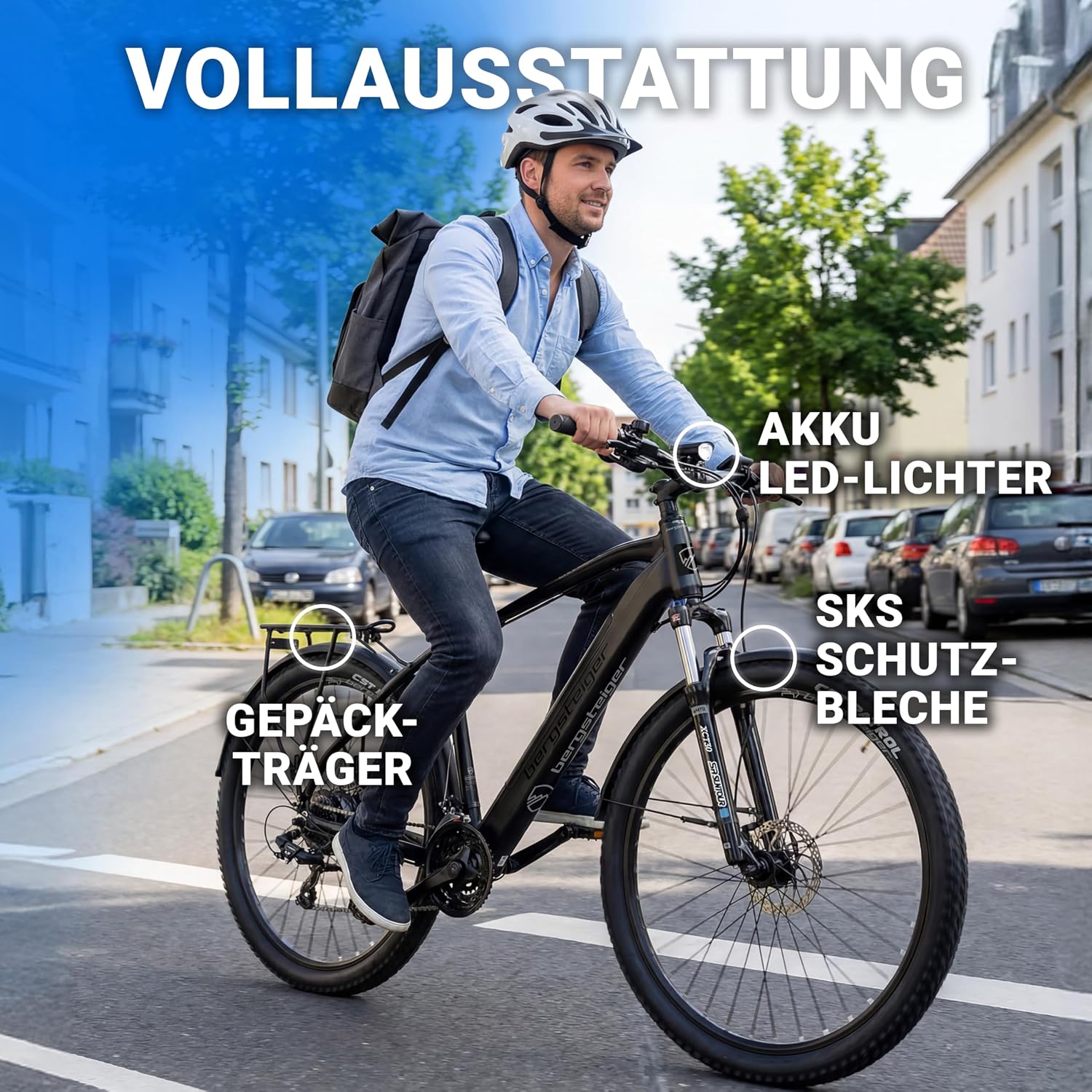 Bergsteiger Cannock E-Bike Mountainbike Alurahmen 250 W 24 Gang
