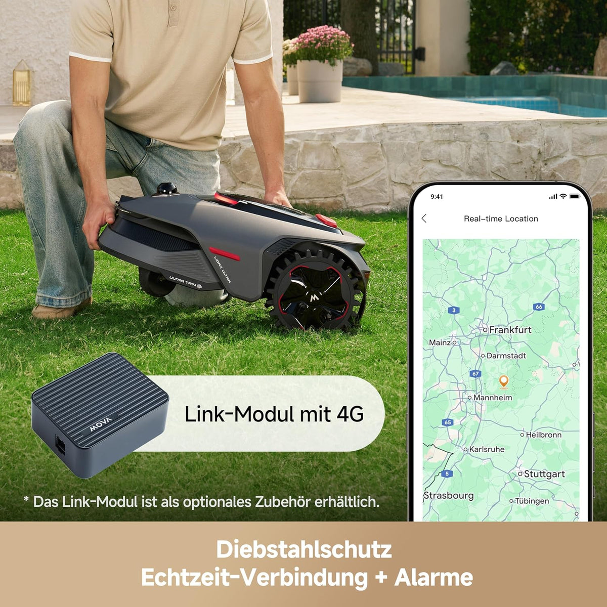 MOVA LiDAX Ultra 1200 Mähroboter ohne Begrenzungskabel, 3D-LiDAR&KI Vision