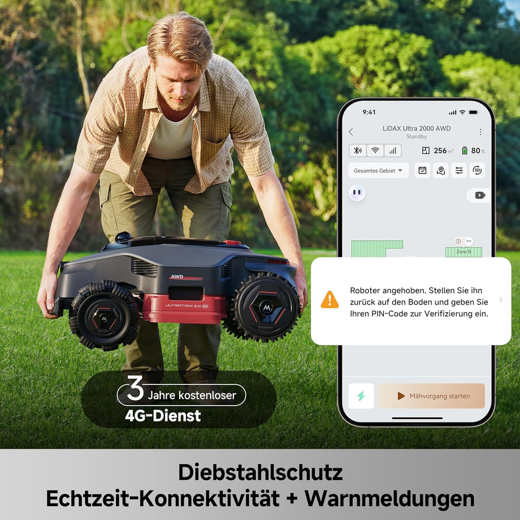 MOVA LiDAX Ultra 2000 AWD Mähroboter mit Garage, 3D LiDAR & KI Dual Vision