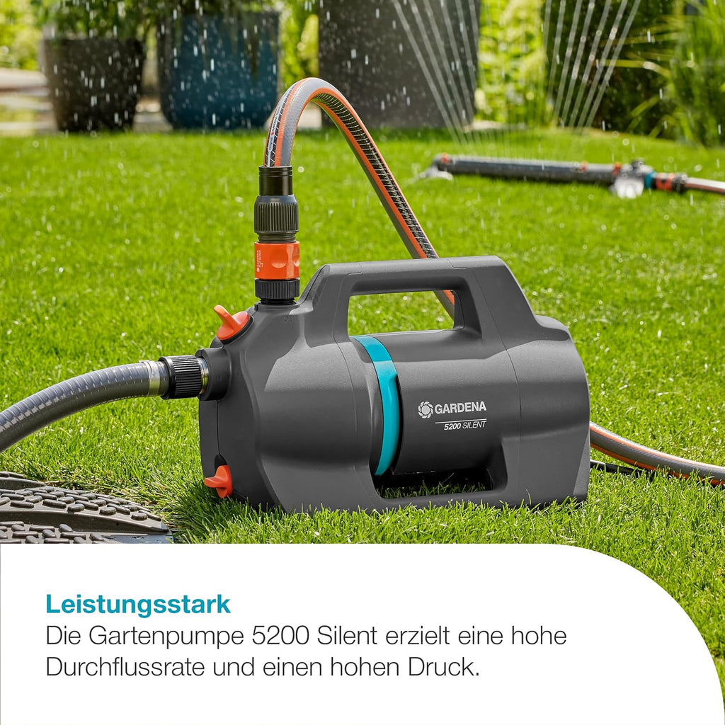 Gardena Gartenpumpe 5200 Silent Pumpen: 26% mehr Wasserdurchfluss bei gleichem Energieverbrauch im Vergleich zum Vorgänger-Modell*, Leise im Betrieb (09084-20)