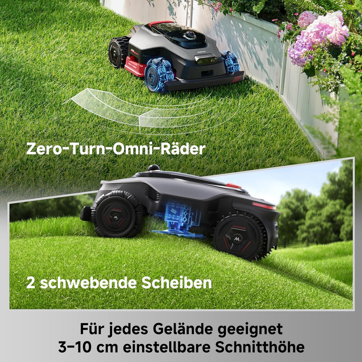 MOVA LiDAX Ultra 2000 AWD Mähroboter mit Garage, 3D LiDAR & KI Dual Vision