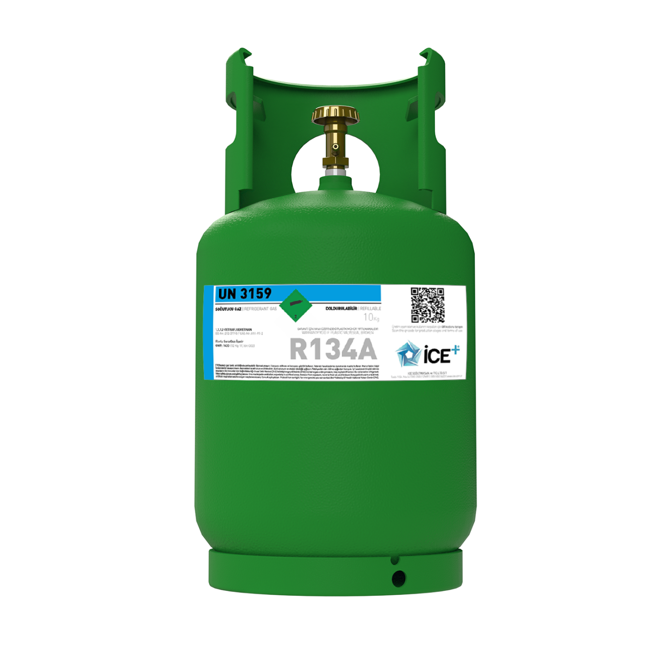 R134A Klimagas Kältemittel – 12 kg, aufladbarer Zylinder, 1/4 Anschluss