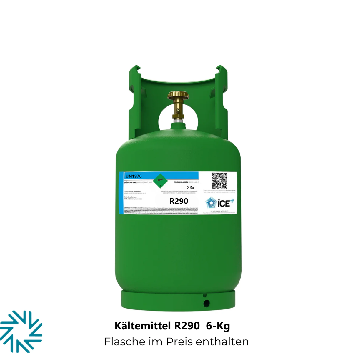 R290 Klimagas Kältemittel – 5 kg, aufladbarer Zylinder, 1/4 Anschluss