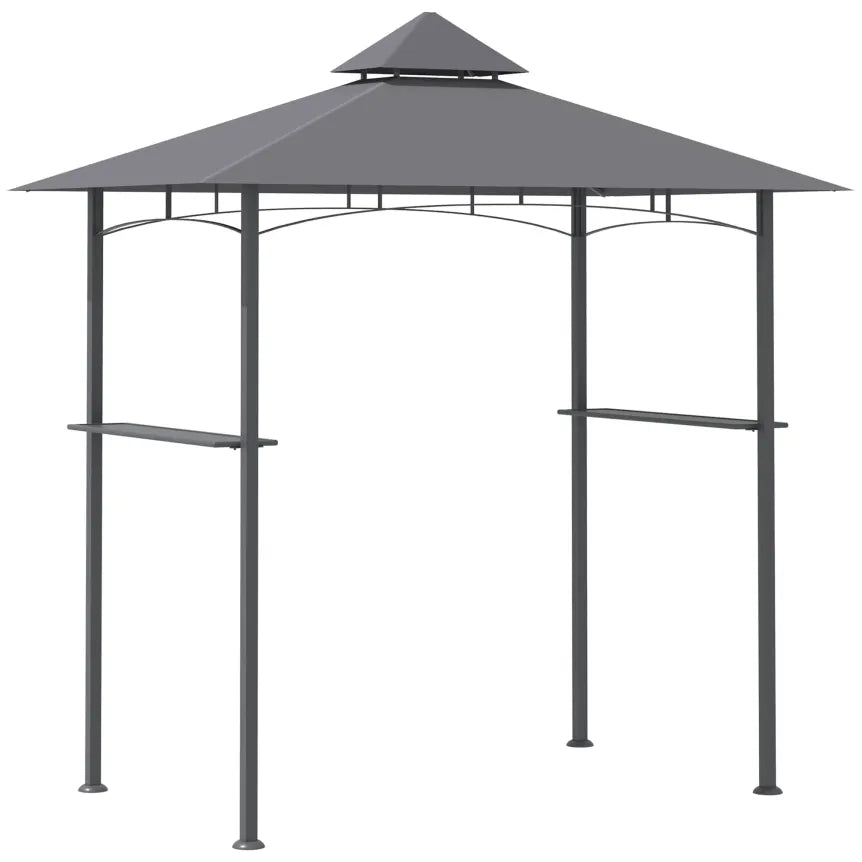 Outsunny Grillpavillon 245x148 cm mit Doppeldach Grau 1