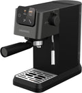 GRUNDIG KSM 5330 Siebträgermaschine mit integriertem Milchbehälter, 1628 W Leistung, 15 bar Pumpendruck, Zweifachdüse, farbiges Touch-Display, BrewSense, CreamyPro, Dark Inox/Schwarz 1