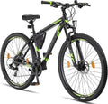 Licorne Bike Effect Premium Mountainbike Aluminium Discbremse Jungen Mädchen 21 Gang(Schwarz/Lime (2xDisc-Bremse)/29.0 Zoll)