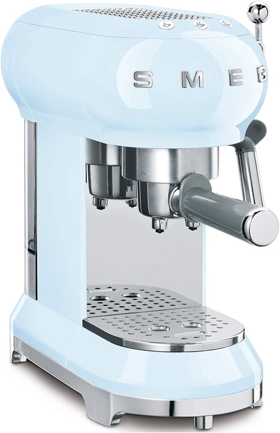 Smeg, ECF01WHEU Manual Espresso -Maschine, Cappuccino -System, Thermoblock, große Tassengehäuse und Doppelkaffeefunktion, 1 l Wassertank, kompakte