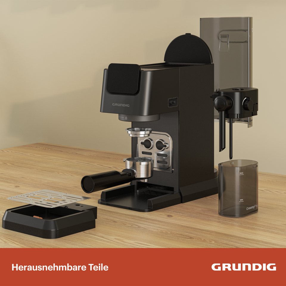 Grundig Espressomaschine KSM 5330, Dark Inox/Schwarz