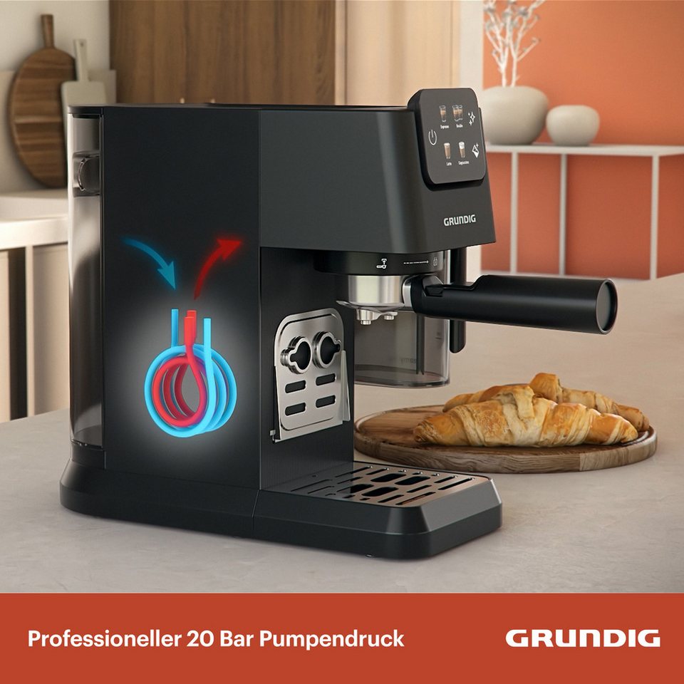 Grundig Espressomaschine KSM 5330, Dark Inox/Schwarz