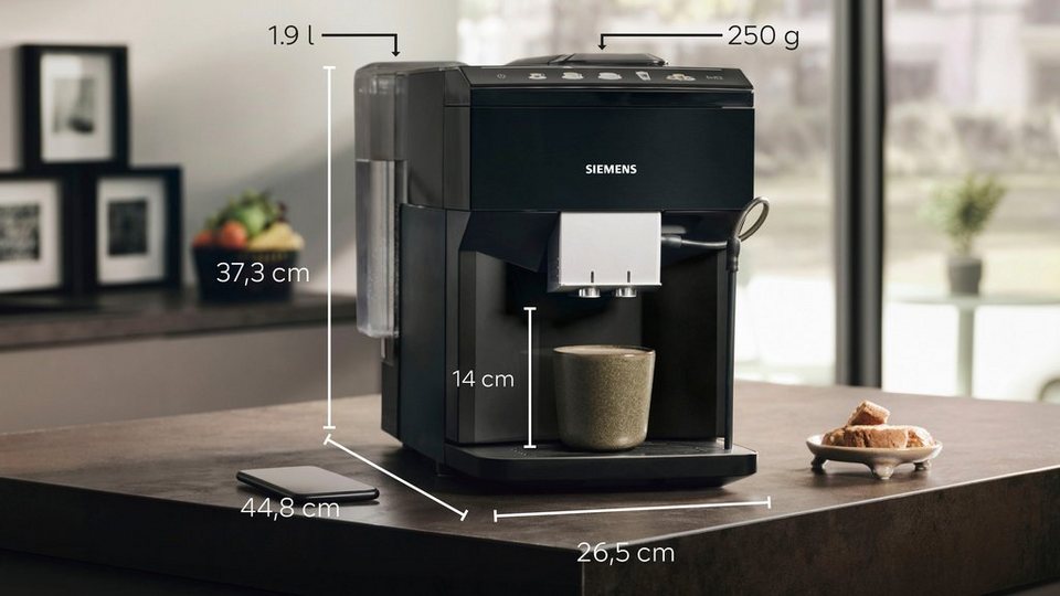 SIEMENS Kaffeevollautomat EQ500 TP513D09, Klavierlack Schwarz